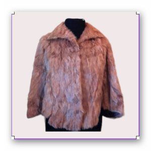 Vintage Titche's Dallas brown genuine fur cap shawl stole